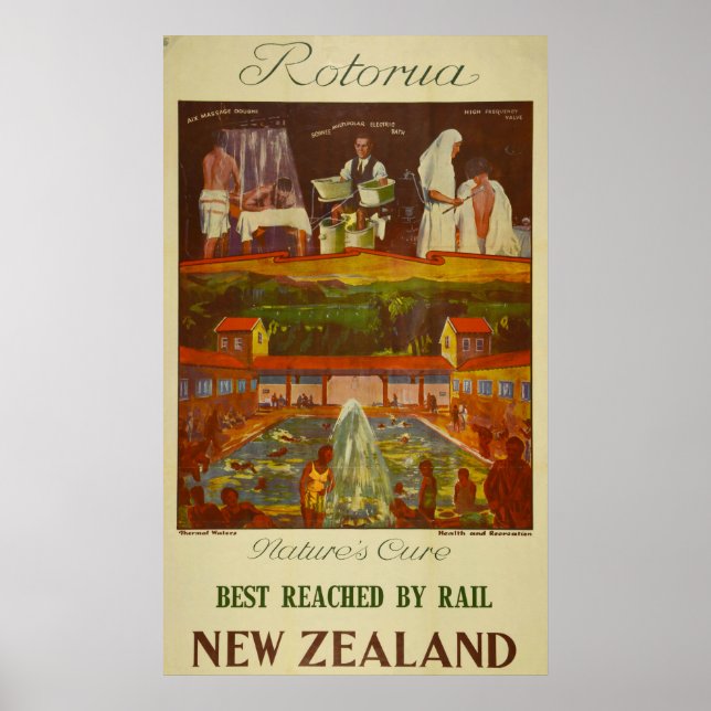 Póster Viaje de Rotorua Nueva Zelanda (Frente)