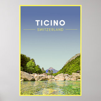 Póster Viaje de Ticino Vintage Suiza
