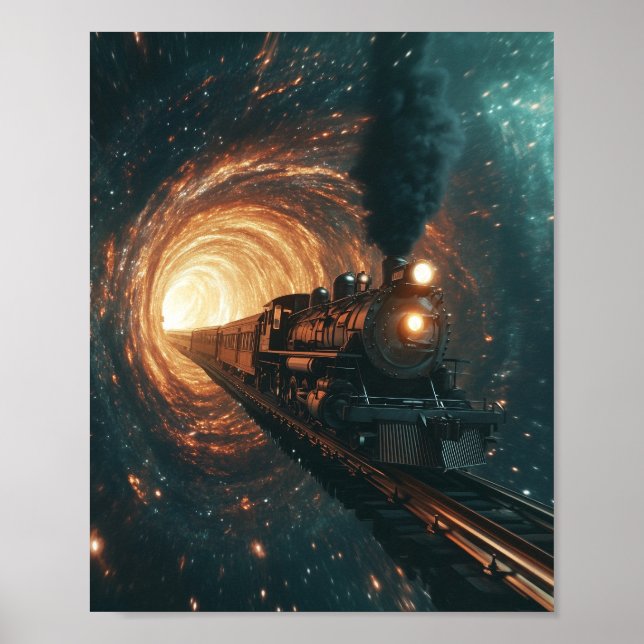 Póster Viaje de tiempo del asombroso Poster de Tren Steam (Frente)