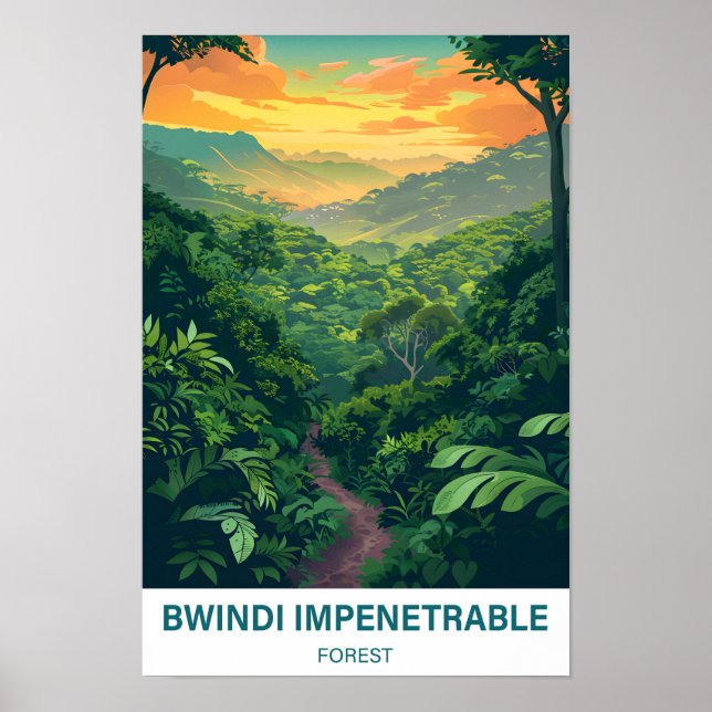 Póster Viaje de Uganda por un bosque impenetrable de Bwin (Frente)