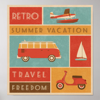 Póster Viaje de vacaciones de verano retro de KRW