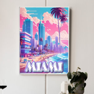 Póster Viaje de vaporwave de Miami