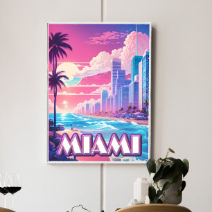 Póster Viaje de vaporwave de Miami