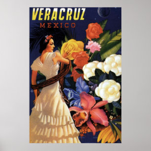 Póster Viaje de Veracruz México del vintage