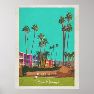Póster Viaje de verano de Palm Springs de época