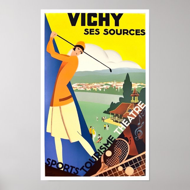 Póster Viaje de Vichy France vintage (Frente)