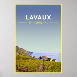 Póster Viaje de Viñedos Lavaux Suiza