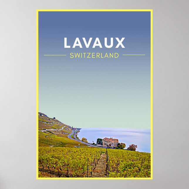 Póster Viaje de Viñedos Lavaux Suiza (Frente)