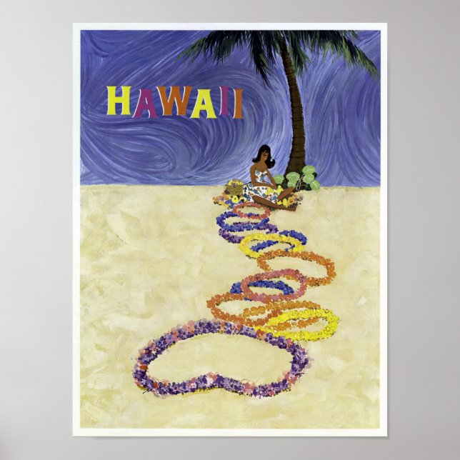 Póster Viaje de Vintage Airline Hawaii (Frente)