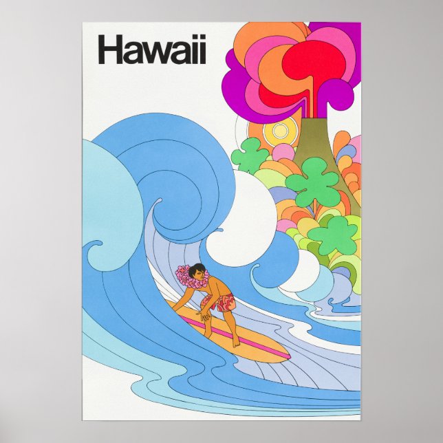 Póster Viaje de Vintage Airline Hawaii (Frente)