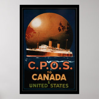 Póster Viaje de vintage de CPOS a Canadá