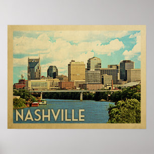 Póster Viaje de Vintage de Nashville Tennessee