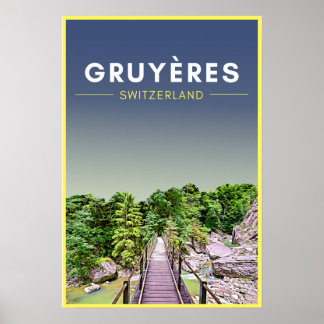 Póster Viaje de Vintage Gruyeres Suiza