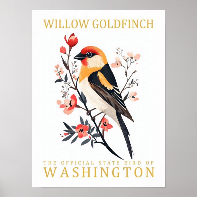 Póster Viaje de Willow Goldfinch Bird (Frente)