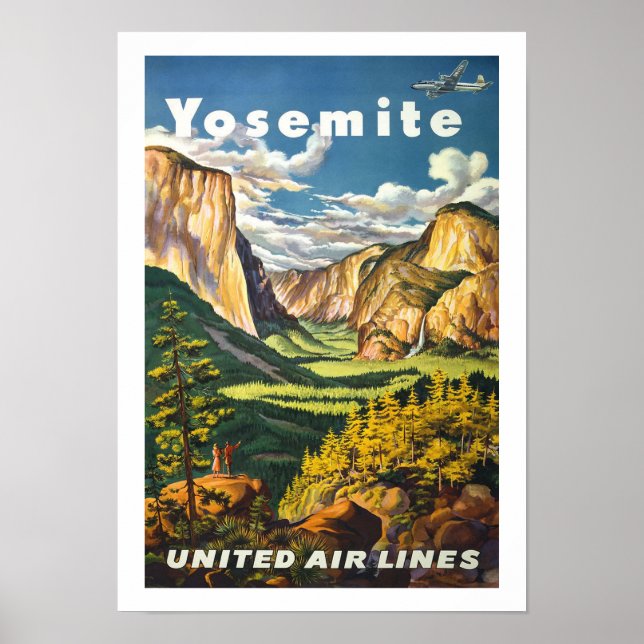 Póster Viaje de Yosemite Vintage (Frente)