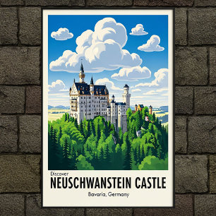 Póster Viaje del castillo Neuschwanstein de los años 60