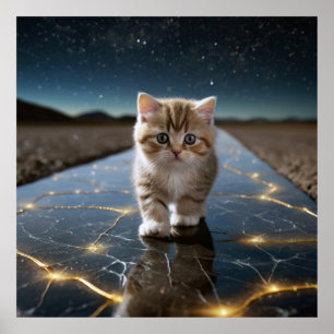 Póster Viaje del Corazón: Gatito y Cita de Amor Perdido