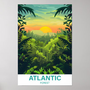 Póster Viaje del Ilustracion forestal atlántico