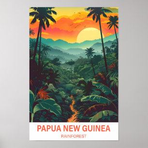 Póster Viaje del Ilustracion forestal lluvioso de Papúa N
