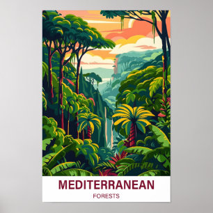 Póster Viaje del Ilustracion forestal mediterráneo