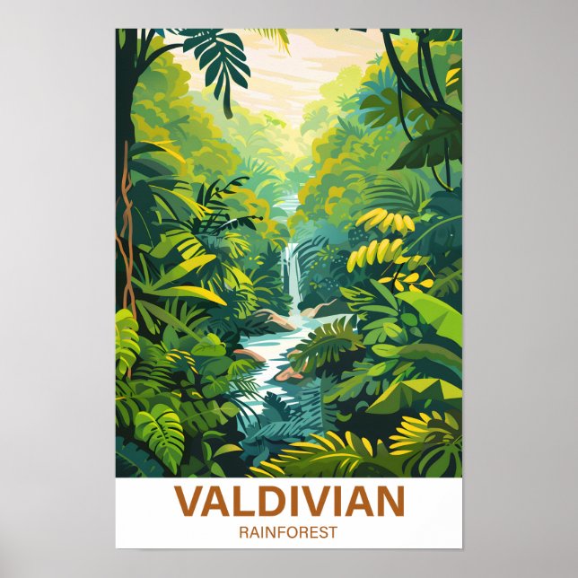 Póster Viaje del Ilustracion pluvial de Valdivian (Frente)