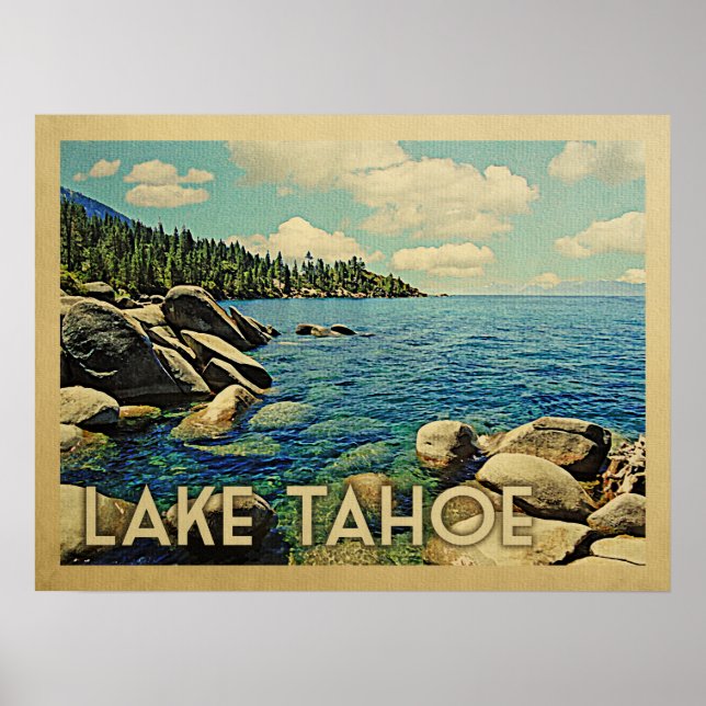 Póster Viaje del Lago Tahoe Vintage (Frente)