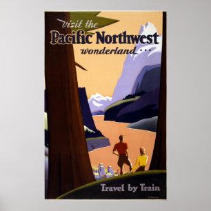 Póster Viaje del noroeste pacífico del país de las