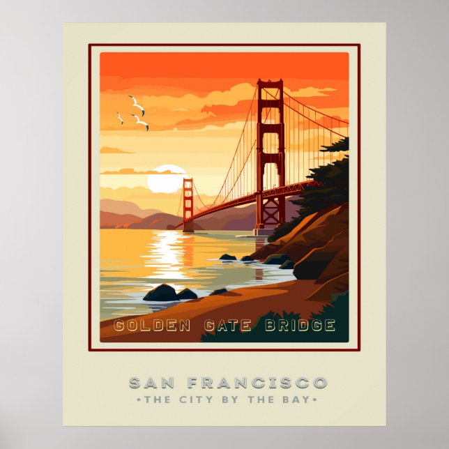 Póster Viaje del puente Golden Gate de San Fran (Frente)