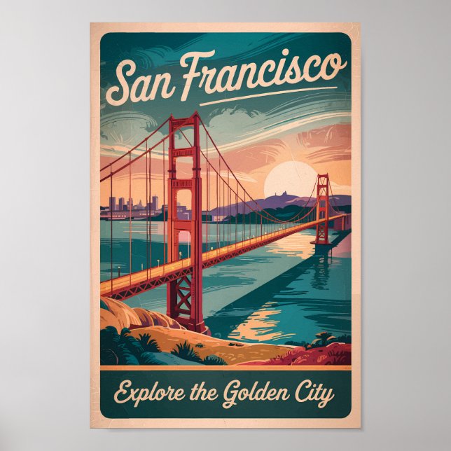 Póster Viaje del puente Golden Gate de San Francisco Cali (Frente)