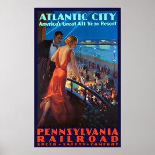 Póster Viaje del Vintage Atlantic City Railroad