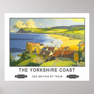 Póster Viaje del vintage, costa de Yorkshire