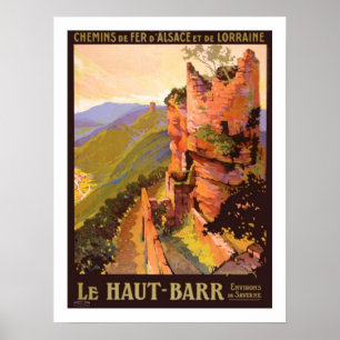 Póster Viaje del vintage de Alsacia Francia