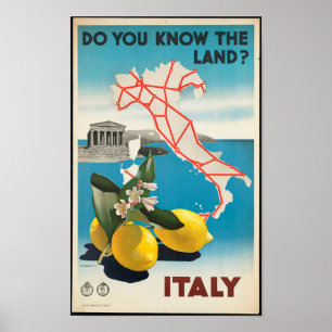 Póster Viaje del vintage de Italia - de Italia