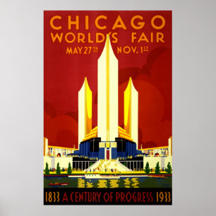Póster Viaje del vintage de la feria de mundo de Chicago