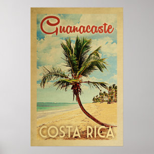 Póster Viaje del vintage de la palmera de Guanacaste