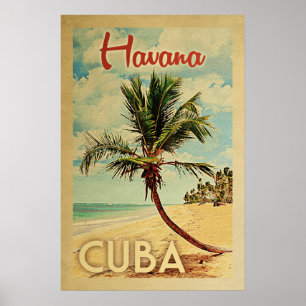 Póster Viaje del vintage de la palmera de La Habana