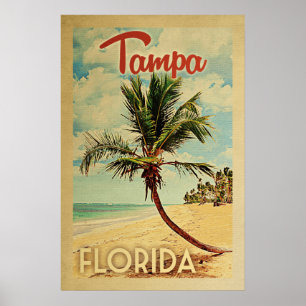 Póster Viaje del vintage de la palmera de Tampa