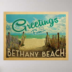 Póster Viaje del vintage de la playa de Bethany