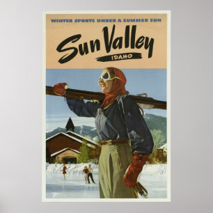 Póster Viaje del vintage de los deportes de invierno de