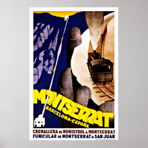 Póster Viaje del vintage de Montserrat Barcelona Espana