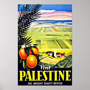 Póster Viaje del vintage de Palestina de la visita