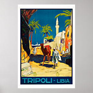 Póster Viaje del vintage de Trípoli Libia