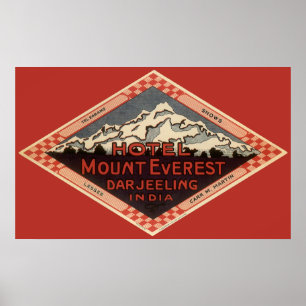 Póster Viaje del vintage, el monte Everest, Darjeeling la
