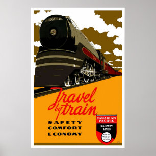 Póster Viaje del vintage, ferrocarril de Paciffic del
