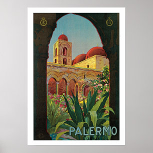 Póster Viaje del vintage, Palermo Italia