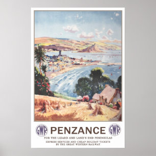 Póster Viaje del vintage, Penzance.