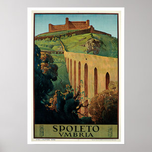 Póster Viaje del vintage, Spoleto Italia