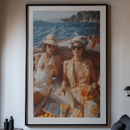 Póster Viaje en barco clásico de glamour mediterráneo vin