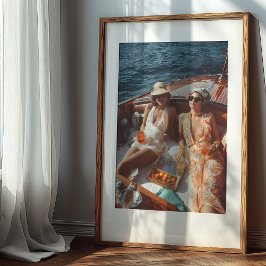 Póster Viaje en barco clásico de glamour mediterráneo vin