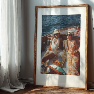 Póster Viaje en barco clásico de glamour mediterráneo vin